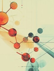 Poster - abstract representation of molecular structures with vivid colors illustrating chemistry and science