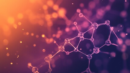 Poster - An abstract representation of molecules and chemical structures with vibrant colors on a gradient background. Generative AI
