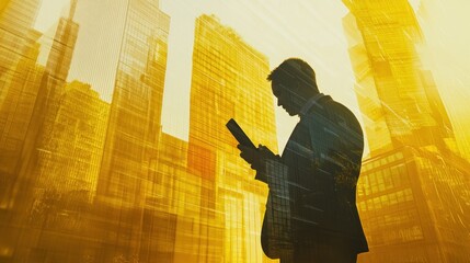 Poster - Businessman in Cityscape