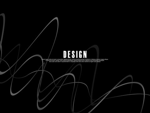 Black background with gray gradient ribbon pattern. Black background with modern graffiti pattern.
