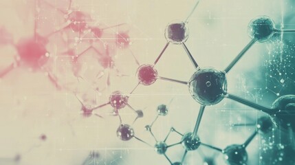 Poster - abstract composition depicting molecular structures and chemical elements in a blended color gradien