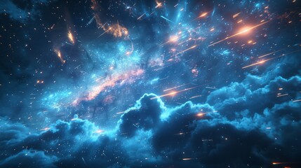 Poster - A blue sky with a few stars and a few explosions