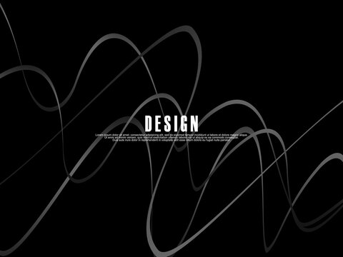 Black background with gray gradient ribbon pattern. Black background with modern graffiti pattern.