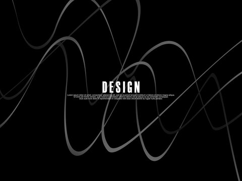 Black background with gray gradient ribbon pattern. Black background with modern graffiti pattern.