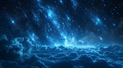 Poster - A blue sky with clouds and stars