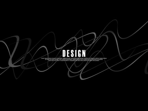 Black background with gray gradient ribbon pattern. Black background with modern graffiti pattern.