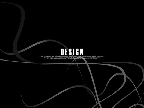 Black background with gray gradient ribbon pattern. Black background with modern graffiti pattern.