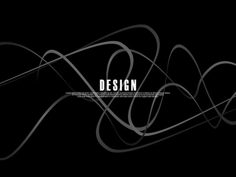 Black background with gray gradient ribbon pattern. Black background with modern graffiti pattern.