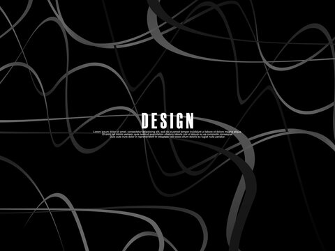 Black background with gray gradient ribbon pattern. Black background with modern graffiti pattern.