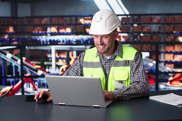 Poster - Man Staff In Parcel Delivery Center