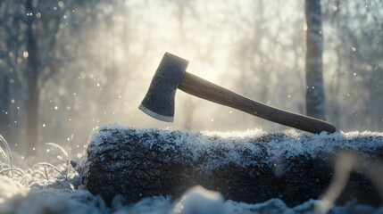 Axe in Winter Landscape