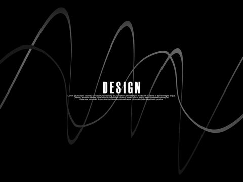 Black background with gray gradient ribbon pattern. Black background with modern graffiti pattern.