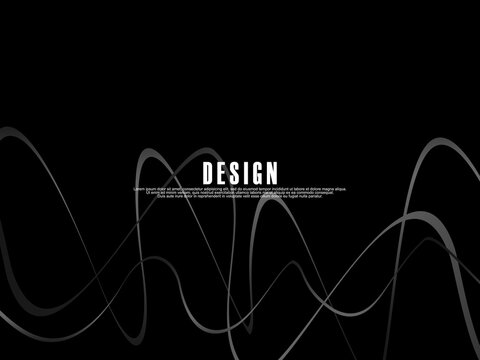 Black background with gray gradient ribbon pattern. Black background with modern graffiti pattern.