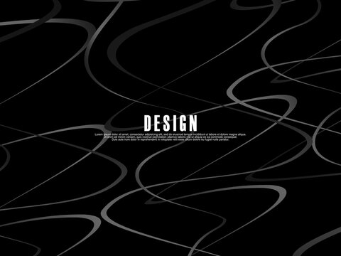 Black background with gray gradient ribbon pattern. Black background with modern graffiti pattern.