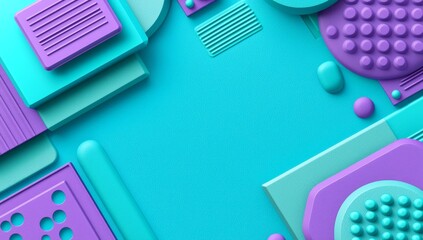 Poster - 3D rendering of geometric shapes. Square composition. Futuristic surface design. Ideal for posters, covers, branding, banners, placards.