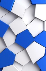 Poster - Background with abstract blue and white geometric pattern design and glass texture