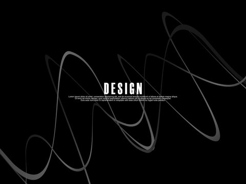 Black background with gray gradient ribbon pattern. Black background with modern graffiti pattern.