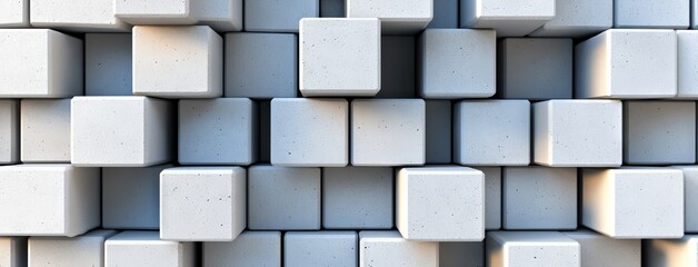 Poster - Texture of a stone cube, pattern of block shape elements. 3D illustration.