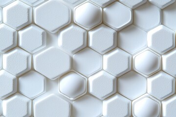 Poster - A white hexagonal wall textured with monochrome contrasting hexagons, and an abstract pattern background.