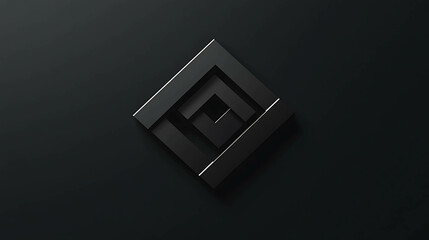 A 3D rendered black geometric symbol in a square shape.