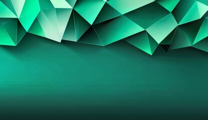Poster - Wallpaper with a green gradient abstract triangle background. Modern Wallpaper with 3D Triangles.