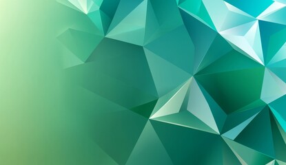 Poster - Triangles in green gradients. Modern wallpaper. 3D triangles.