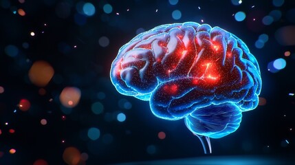 Aufkleber - An intuitive, colorful Stock 3D model of a human brain. AI. Nanotechnology innovation. A life online. Innovations in technology. A persona. Digital design. Computer science. Data analytics. IT