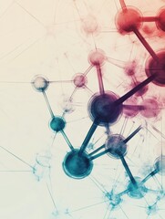 Aufkleber - Abstract representation of molecular structures illustrating chemical interactions in a visually striking manner. Generative AI