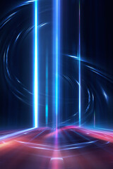 Wall Mural - Dark abstract background. Empty neon stage with rays.