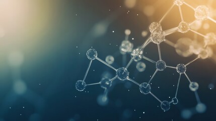 Poster - abstract representation of molecular structures with chemical connections and dynamic elements in a 