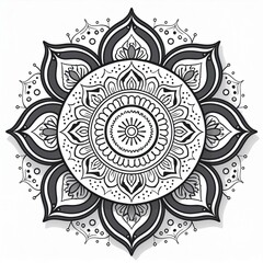 Mandala art design also called rangoli, decorative elements on white background