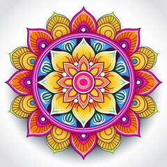 Mandala art design also called rangoli, decorative elements on white background