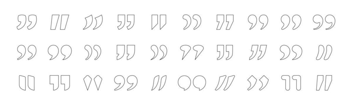 Quotation Mark Vector Set. Typographic Designs Collection of Quote Mark Vector Illustration.