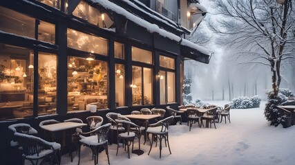 Wall Mural - cafe with winter