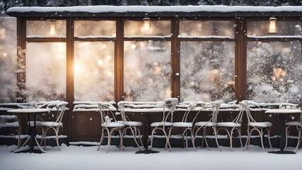 Wall Mural - cafe with winter