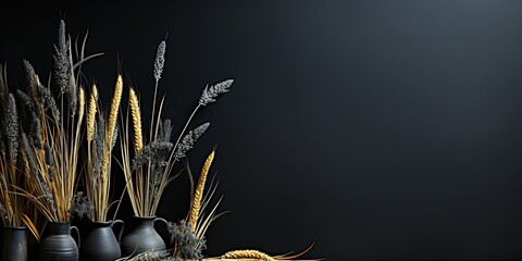 Canvas Print - grass on black background