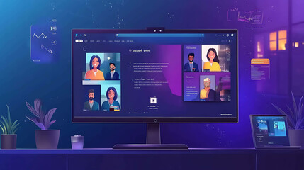 A computer screen with a website open showing video calls of different people.