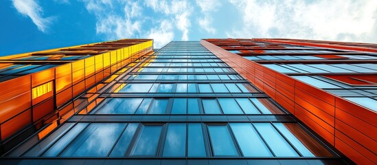 Wall Mural - Modern Glass and Metal Building Against a Blue Sky