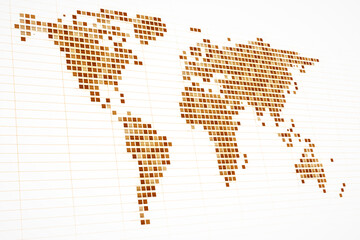 Aufkleber - Abstract World Map with Brown Squares on White Background. 3D Rendering