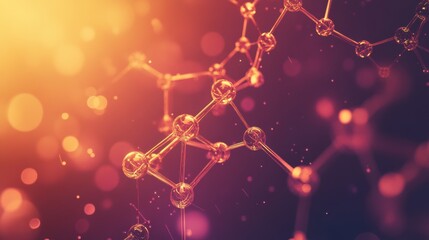 Aufkleber - Abstract representation of molecular structures and chemical compositions illuminated by soft light against a blurred background. Generative AI