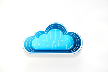 Poster - Digital cloud symbol with circuit design on white background. 3D Rendering