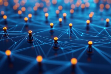Poster - Abstract blue network background
