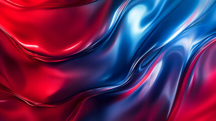 Red and Blue Abstract Fluid Waves, A vibrant abstract composition featuring fluid waves in shades of red and blue