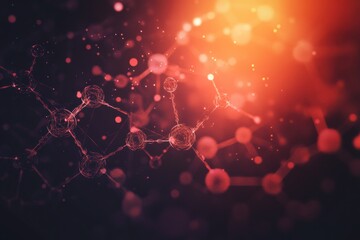 Poster - Abstract representation of molecular structures with dynamic energy in a vivid, colorful background. Generative AI