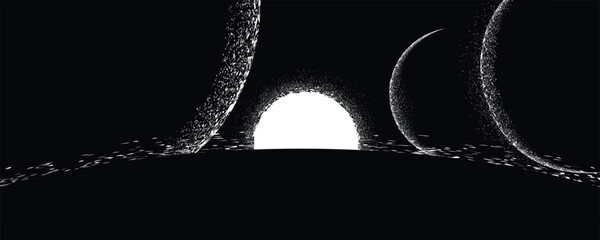 Wall Mural - star and exoplanet in outer space. futuristic landscape, with noise texture . space landscape with p