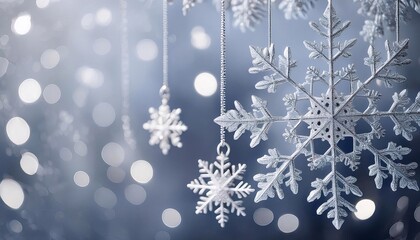 snowflakes of different sizes bokeh background with space for text, christmas and new year advertising concept