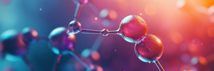 Aufkleber - Colorful abstract design featuring molecules and chemical structures, illustrating connections and interactions at a microscopic level