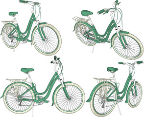 Wall Mural - Vector sketch illustration silhouette design of old classic vintage bicycle transportation vehicle