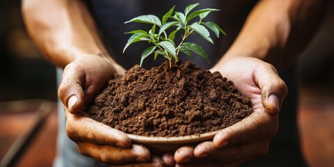 Canvas Print - hands holding plant