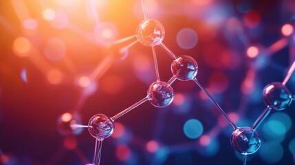 Fototapete - Abstract visualization of molecular structures and chemical bonds in vibrant colors for scientific exploration. Generative AI